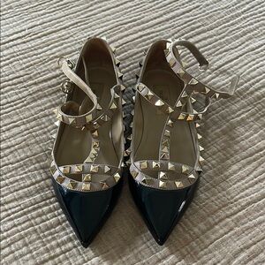 Valentino Black and Cream Studded Women's Shoes